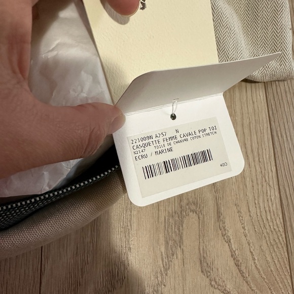 Hermes Cotton Hemp Cavale Pop cap 57 Ecru Marine - Picture 8 of 13